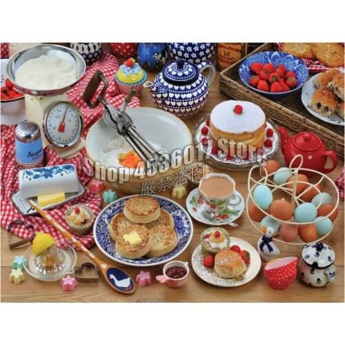 Tableware and Baking 5D Diamond Mosaic Rhinestone Needlework Diy Diamond Painting Cross Stitch Food & Drink Diamond Embroidery