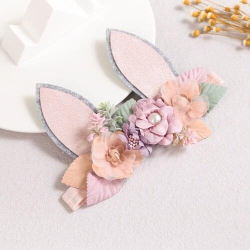 Baby Flower Headband Rabbit Ears Hair Bands For Children Cute Headwear Elastic Bandage Florals Hair Accessories For Girls