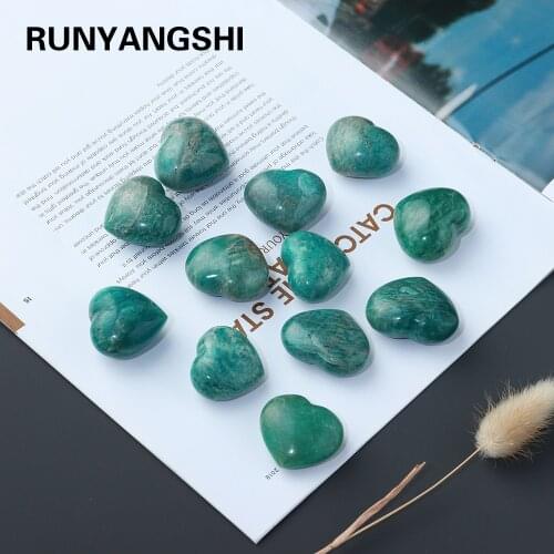 Natural crystal amazonite Love gems heart shape Hand carved crystal ornaments for Necklace making