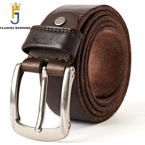 FAJARINA Mens Quality Pin Buckle Metal Joker Retro Belt Pure Cowhide Leather Accessories Belts for Men Accessory Man N17FJ294
