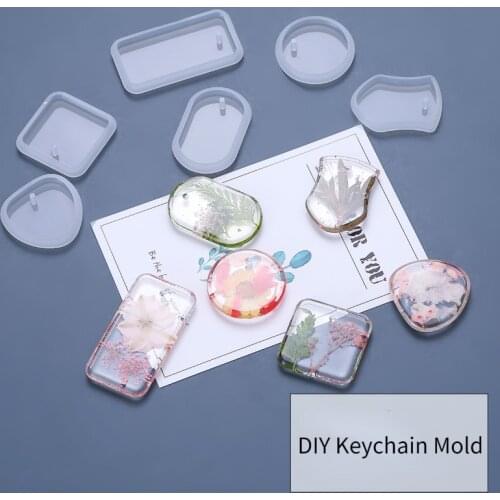 DIY Keychain Molds Crystal Epoxy Resin Mold Round Heart Keychain Pendants Silicone Mold Jewelry Making Casting Mould Resin Craft