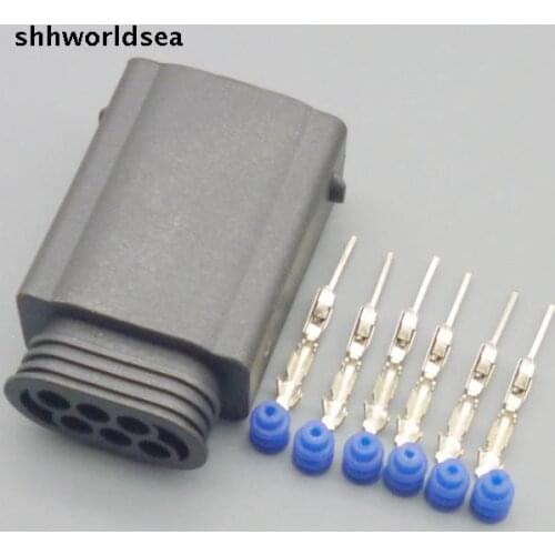 Shhworldsea 5/30/100sets 0.6mm 6 Pin/way auto restrictor sensor plug connector,auto waterproof electrical male plug for BMW