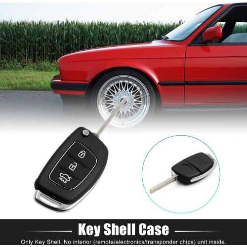 3 Buttons Flip Folding Uncut Key Shell Remote Control Fob Clicker Case Replacement for Hyundai