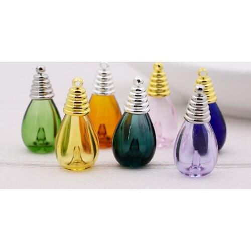 3pcs water drop vase shape Colored glaze vial glass vial charms Diffuser Perfume Refillable jewelry findings