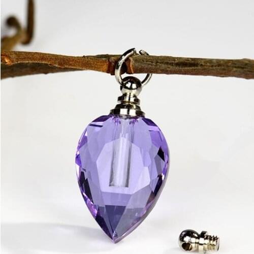 1pcs heart crystal pendant glass vial charms name on rice bottle Perfume oil vials with storage space Private bottle screw cap