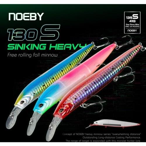 NOEBY Sinking Minnow Fishing Lures 135mm 41g Wobblers Jerkbait Artificial Hard Baits Heavy Minnow for Sea Bass Best Fishing Lure