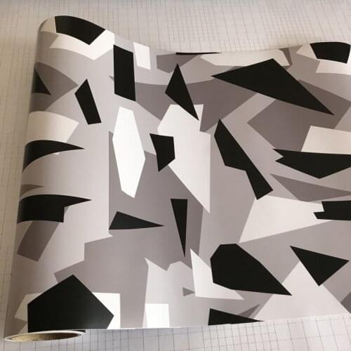50cmx300cm Black White Grey Camouflage Vinyl Film PVC Adhesive Car Sticker Decal DIY Styling Car Wrap Foil