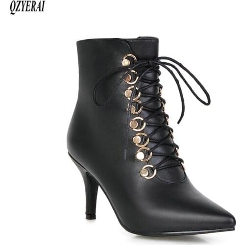 2019 Brand Winter Shoes Fashion Square Lace-up Genuine Leather Solid Nude Women Ankle Boots Thick Heel Shoes Causal Boot