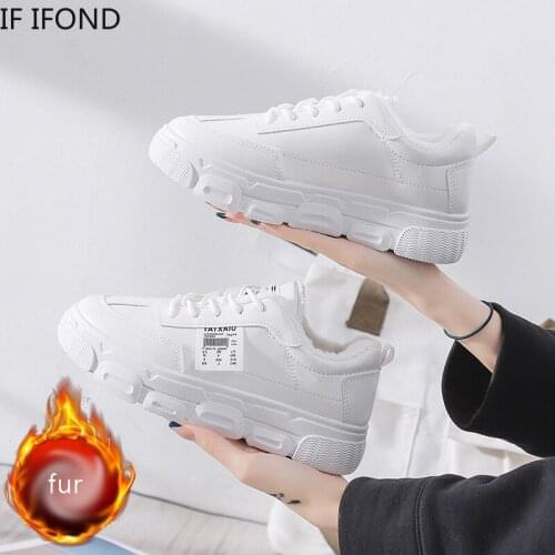 IF IFOND New Fashion Comfort White Vulcanized Platform Shoes Winter Trend Casual Flats Sneakers Female Lace-Up Woman Sneakers