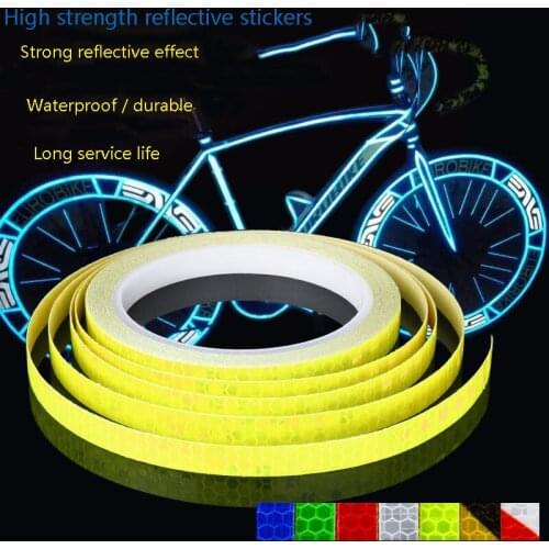 1cmx8m Car Styling Bike Reflective Stickers Cycling Fluorescent Reflective Tape Bicycle Adhesive Tape Safety Decor Sticker