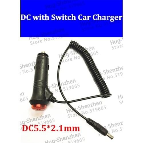 DC 12V Car Cigarette lighter Plug Cable 5.5mm x 2.1mm 12V Car Truck Bus Power Supply Adapter Charger Cable with Switch 10pcs
