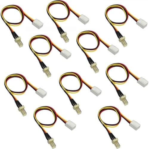 10Pcs/Lot Fan Resistor Cable 12V 3-Pin Male to 3-pin Female PC Fan Power Extension Lengthen Cable Wire for cooling fan