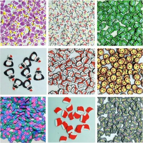 100g Christmas Cartoon Clay Slices Polymer Clay Sprinkles for Crafts Making DIY Scrapbook Phone Nail Art Decoration Accessories