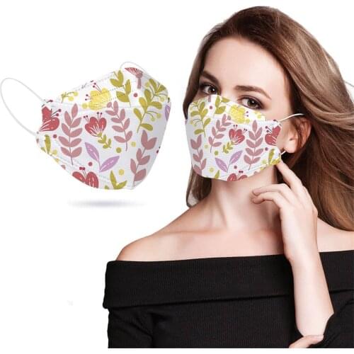 30pc Disposable Adults Fish Mask Tie-dye Print 3d Facemasks Floral Design Mondmasker Mascarillas Halloween Cosplay Unisex Masque