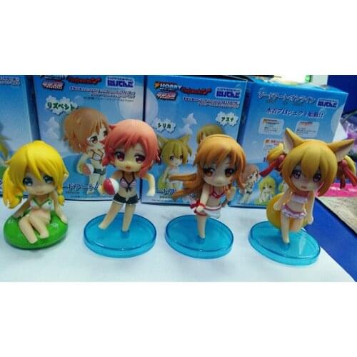 4pcs Cute Anime Sword Art Online Figure Yuuki Asuna Kirigaya Suguha Sexy Girls Swimsuit Ver. PVC Action Figure Model Doll Toys