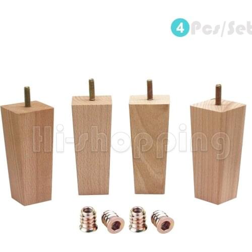 4Pcs Tapered Solid Wood Furniture Legs Height 10/12/14cm for Replacement Sofa Wood Furniture Couch Chair Coffee Table Cabinet