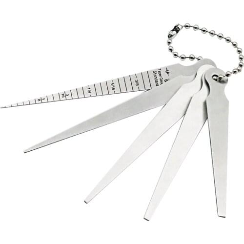 5pcs/set 1-10mm Stainless steel Taper Gauge Aperture Scale Wedge Feeler For Drill Hole Measurement Tools 5 Branch Gap Ruler
