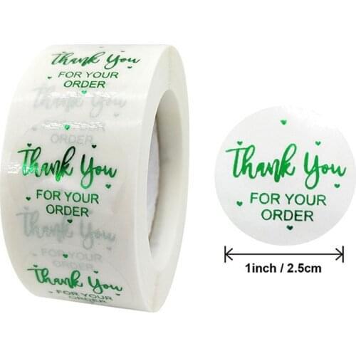 500 pcs/roll Round Green Thank You for Your Order Seal Labels Wedding Party Gift Decor Business Bill Envelope Package Stickers