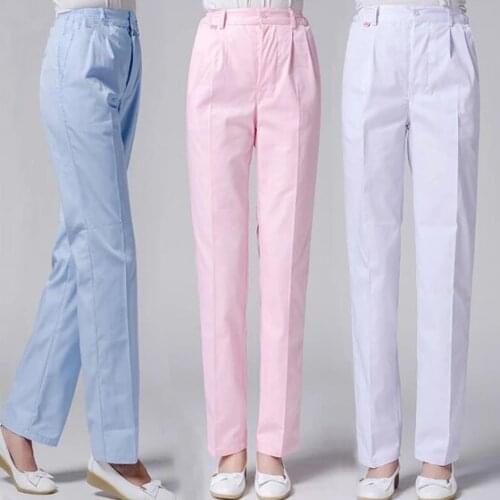 Anti-wrinkle soft high-quality work pants cotton care scrub two side pockets dental health work uniform ladies pants