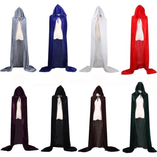 Hot Sale Adult Kids Halloween Cosplay Costume for Adult Long Purple Green Red Black Cloak Witch Wizards Hood with Capes Costume