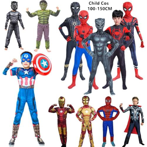 Marvel Spider-Man/Hulk/Iron Man/Venom/Deadpool Cosplay Costume Childrens Halloween/Carnival Mask Superhero Jumpsuit Gloves Suit