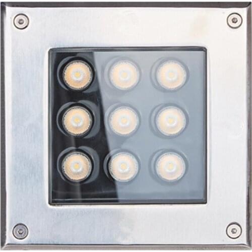 Square AC85V -265V LED buried light Outdoor IP68 waterproof 9W LED underground light RGB red green blue LED floor light