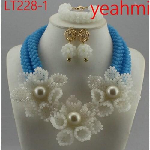 Fashion Red Nigerian Crystal Beads Necklace Bracelet Earrings Sets African Wedding Beads African Beads Jewelry Sets LT228-2