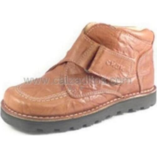 Nens wrinkled leather boots with velcro for boy