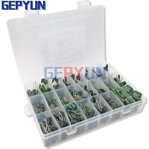 660PCS/lot 24Value Capacitor kit 100V 2A221J to 2A474J Polyester Film Capacitor Assorted Kit 0.47nF 0.68nF 1nF 2.2nF Capacitors