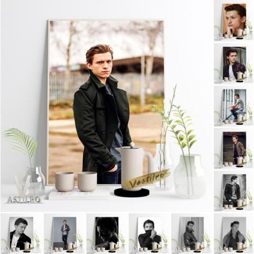Tom Holland Movie Star Wall Art Poster Fashion Magazine Black White Portrait Print Wall Stickers Actor Celebrity Gift Home Decor