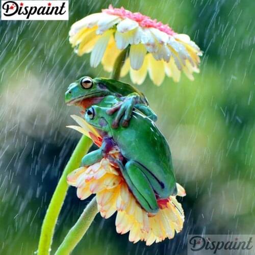 Dispaint Full Square/Round Drill 5D DIY Diamond Painting "Flower frog scenery" 3D Embroidery Cross Stitch 5D Home Decor A10860