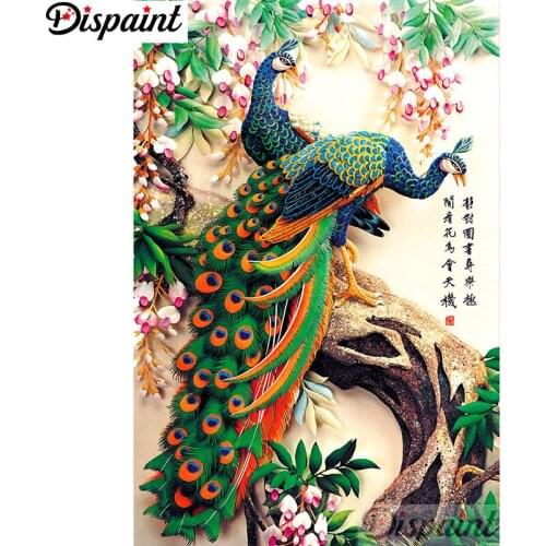 Dispaint Full Square/Round Drill 5D DIY Diamond Painting "Animal peacock" 3D Embroidery Cross Stitch Home Decor Gift A12041