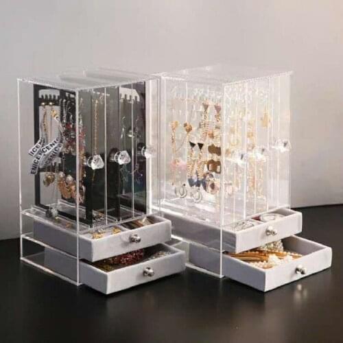 New Acrylic Jewelry Organizer Box For Necklace Display Storage Case Earrings Bracelet Hanger Decoration Girls Gift Women Makeup
