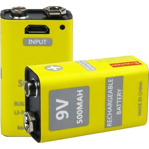 New 9V USB Battery 9V 6F22 Micro USB 500mAh Lithium Rechargeable Battery for Multimeter Microphone Remote Control Massager KTV