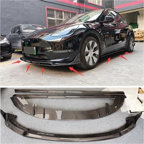 Real Carbon Fiber Bumper Front Lip + Rear Diffuser + Spoiler + Side Skirt Protector Cover For Tesla Model Y 2020 2021 2022