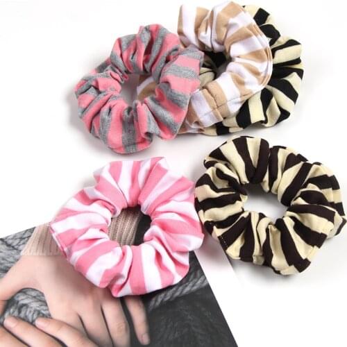 Fashion Women Girls Cotton Scrunchie Casual Hair Rope Elastic Hair Band Ponytail Holder Striped Rubber Band Hair Accessories