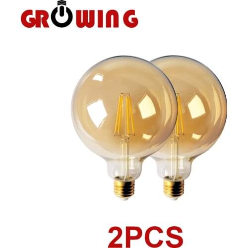 Chrismas Decor 2pcs/lot Retro Edison Filament Bulb G125 8w E27 2700k Bombillas 220-240v Gold Glass Bulb Home Decoration