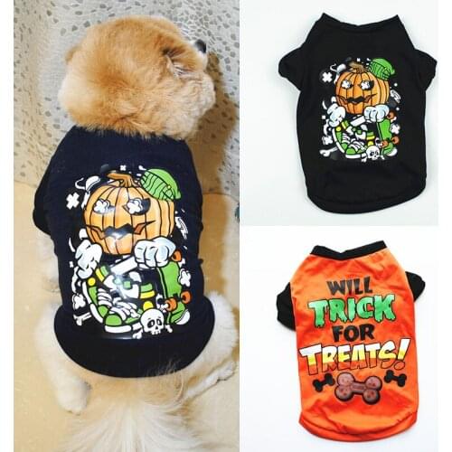 Cute Halloween Style Printing Pet T-shirt Dogs Clothes Soft Comfortable Cotton Dog Sleeveless Shirt Durable Pet Costume Hot