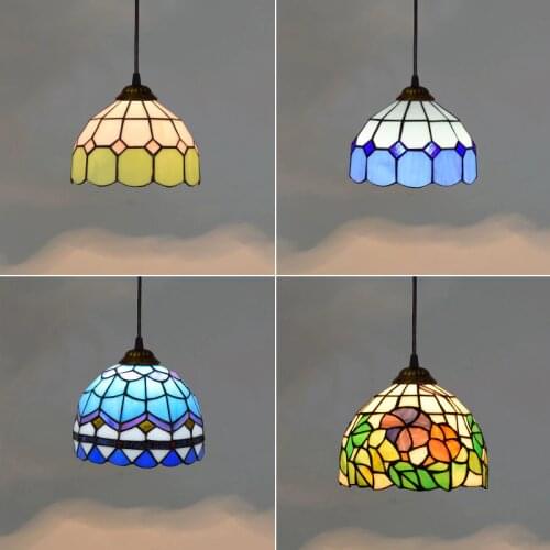 Modern Mediterranean Style Pendant Lights Glass Shade Color Led Pendant Lamp Bedroom Home Lighting Fixtures Blue Green