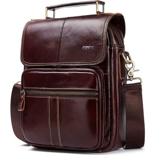GROJITOO Genuine leather mens shoulder bag mens backpack business cowhide messenger bag mens Briefcase
