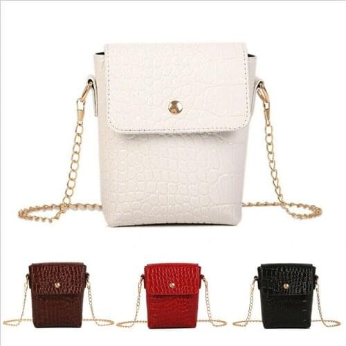 Crocodile Pattern Crossbody Bags Women 2019 Fashion Small Solid Colors Shoulder Bag Retro Chain Flap Female Handbags and Purses