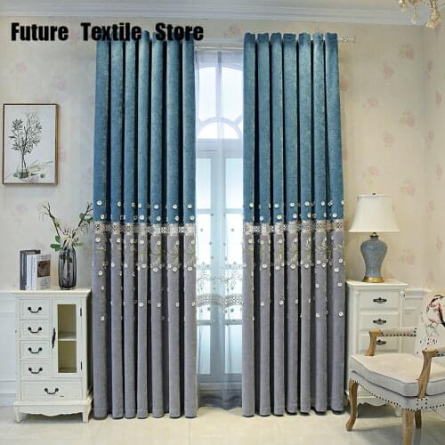 European Style Light Luxury High-end Embroidered Curtain for Living Room Balcony Villa Bay Window Finished Curtain Customization