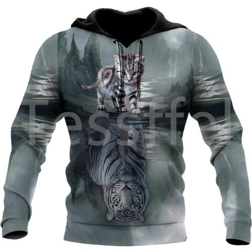 Tessffel Animal Tiger Hunting Tattoo Art Wild Beast NewFashion Tracksuit 3DPrint Men/Women Streetwear Casual Pullover Hoodies A8