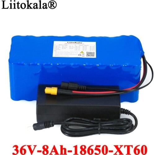 Liitokala 36V 8Ah 500w 18650 Rechargeable battery pack XT60 plug modified Bicycles,electric vehicle Balance car+ 42v 2A Charger