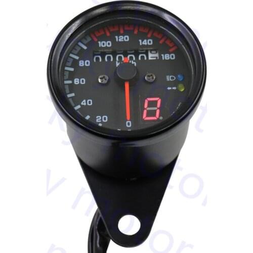 Universal Black Dual Odometer KMH Speedometer Gauge LED Backlight Signal Light Motorcycle