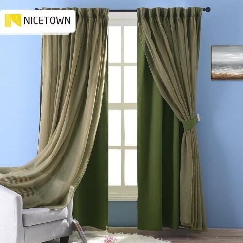 NICETOWN Back Tab Curtain Crushed Sheer Crinkled Voile with Blackout Curtain Room Darkening for Living Room Bedroom 1 Panel