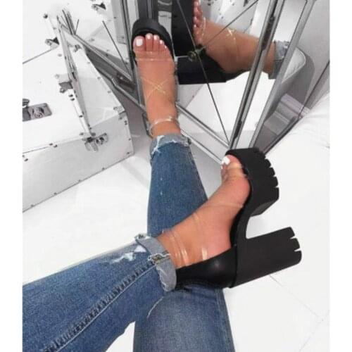 2020 Office Spring Lace Up High Heels Women Fashion High Heels Square Heels Platform Sandals Party Wedding Sandalias Mujer dfg56