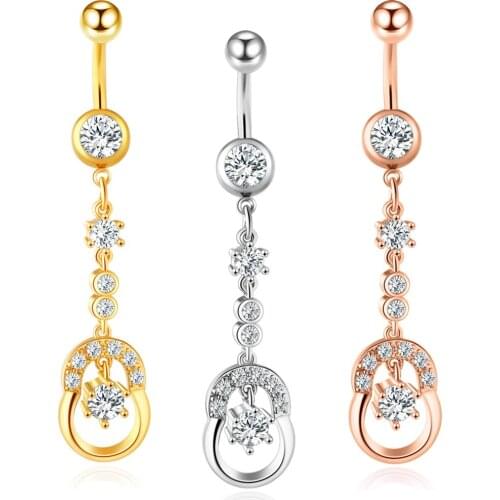 14G Belly Button Rings Surgical Steel for Women Girls Navel Rings Body Piercing Jewelry Dangle Navel Belly Piercing Barbell Kit