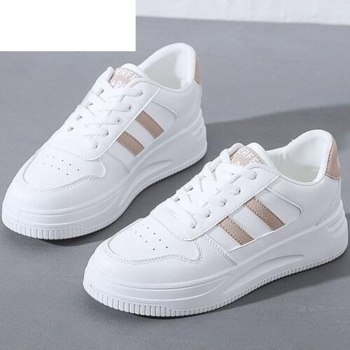 2021 Spring New PU Leather Walking Vulcanized Shoes Comfortable Lace-up Casual Shoes Woman Sneakers Fashion New Platform Shoes