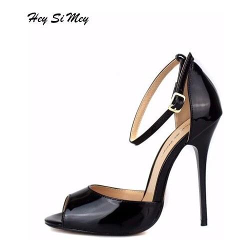 Summer Womens Sandals Shoes Sexy Thin Heel High Heels 13CM Peep-toe Sandals Women Shoes Fashion Bridal Shoes Large Size 40-50